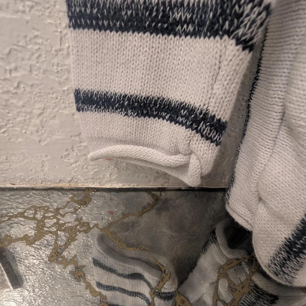 Elan Navy and White Nautical Knit Sweater